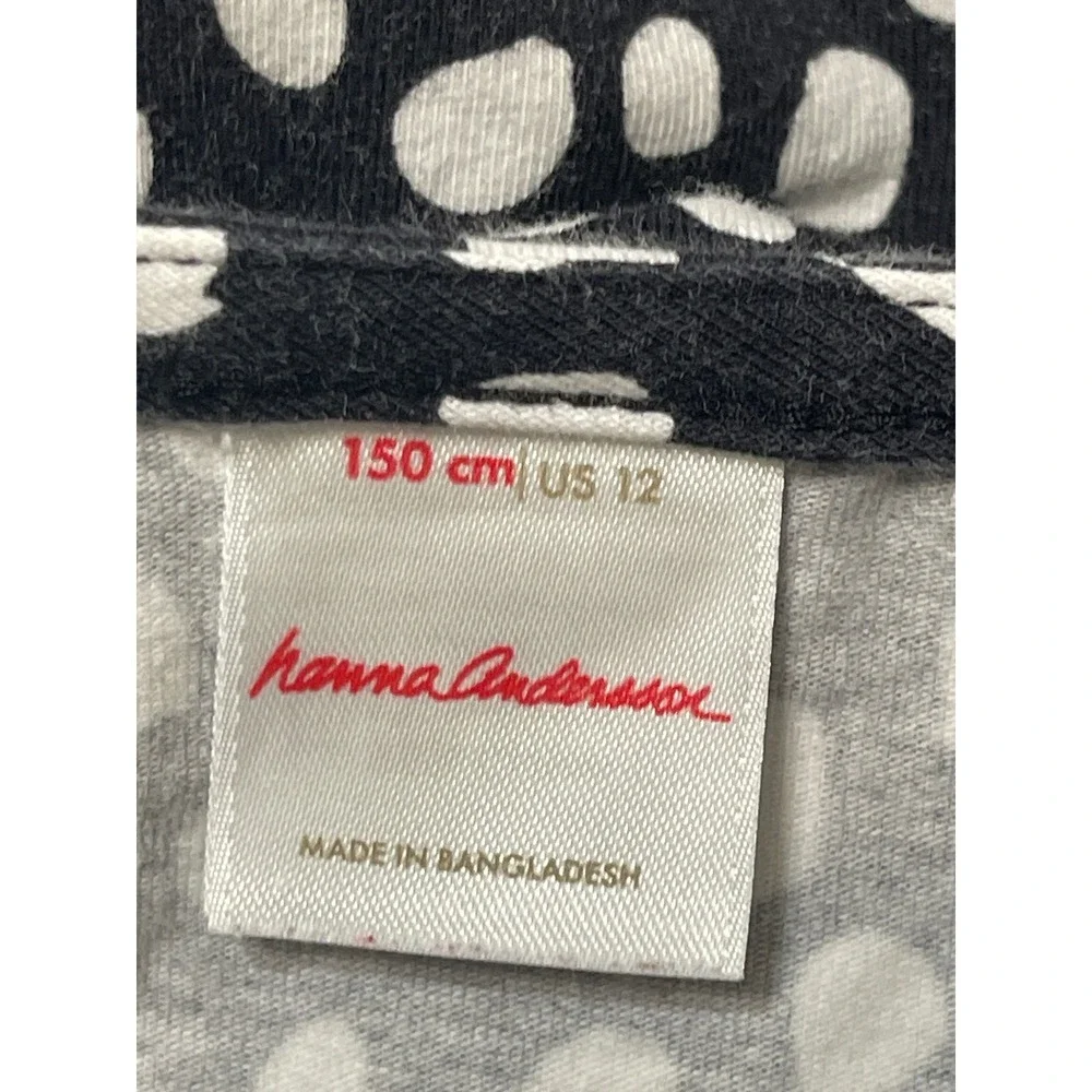 Hanna‎ Andersson Polka Dot Long Sleeve Dress Size 12 Black White Casual Retro